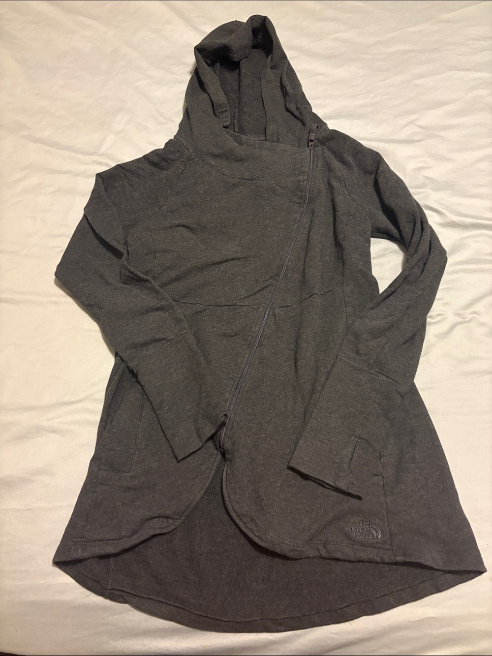 The North Face Women's Dark Charcoal Hooded Asymmetrical Zip Sweatshirt